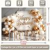 2D "Happy Birthday" Backdrop with White Gold Balloons, Gifts & Marble Background
