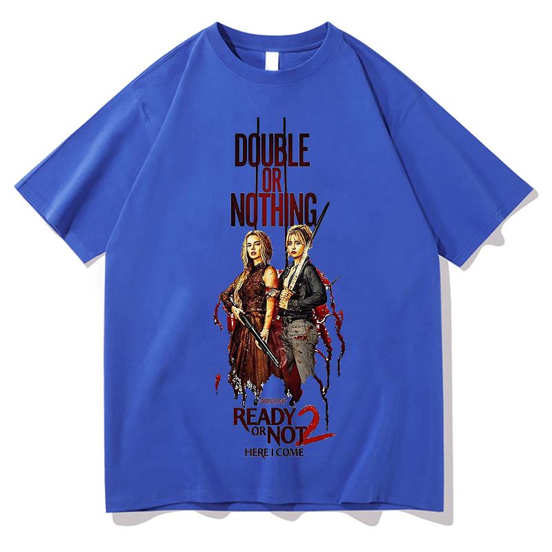 READY OR NOT 2 HERE T-Shirts Sommer Reines T-Shirt Mode Design Grafischer Druck T-Shirts Unisex Ästhetische Kleidung Streetwear