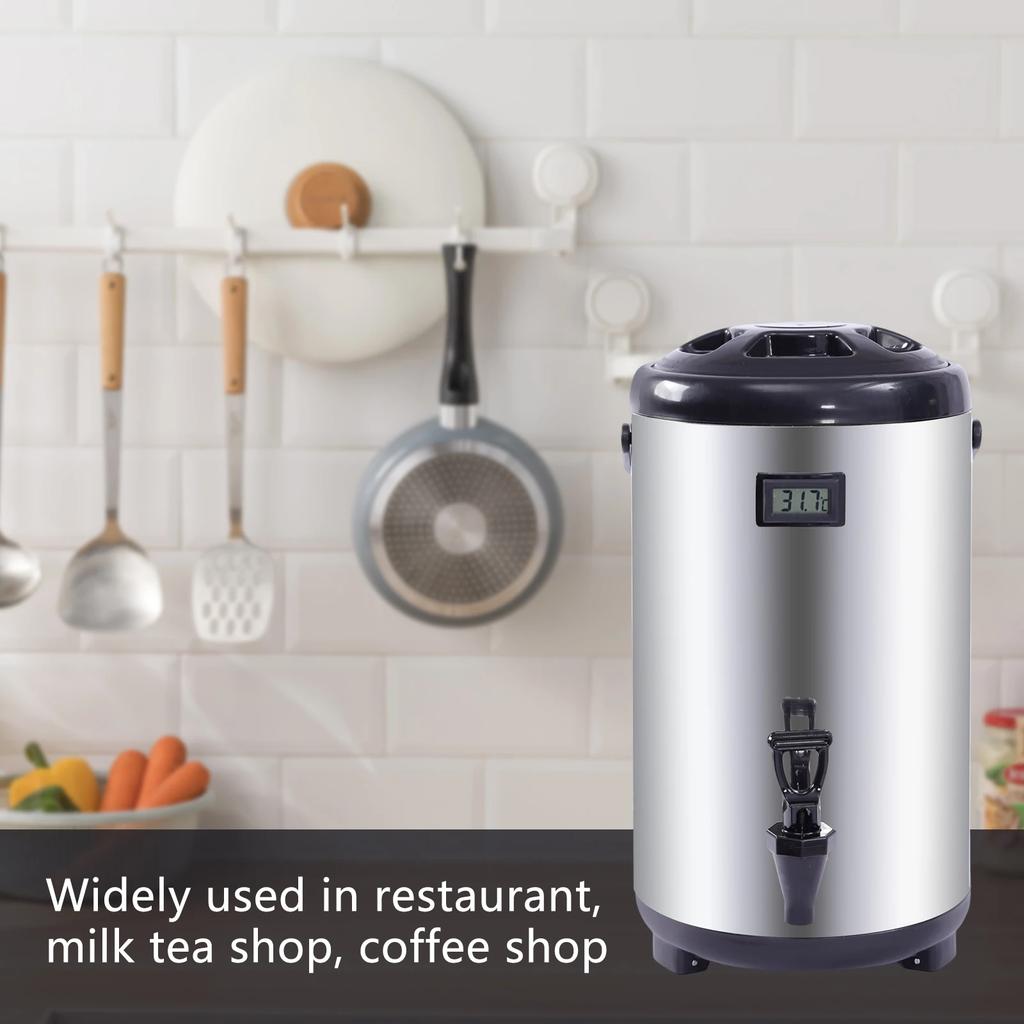 Isolierter Getränkespender aus Edelstahl mit Hahn - 12L/3.17Gal Große Kapazität Heiß- & Kaltgetränkespender für Kaffee, Tee