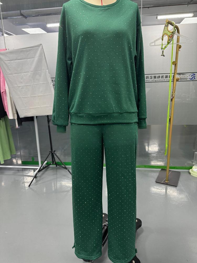 2025 Autumn/Winter Women's Casual Two-Piece Set: Round Neck Sweatshirt & Drawstring Jogger Pants
