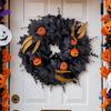 New Halloween Decoration: Black Maple Leaf Pumpkin and Flower Door Hanger for Festive Wall Decor and Ghost Festival Celebrations.