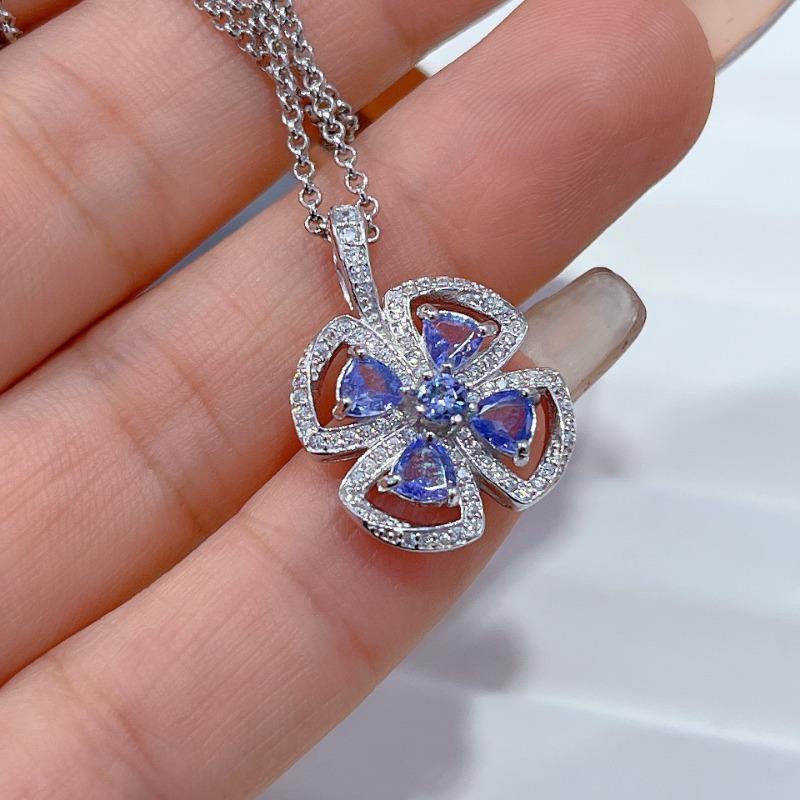 Sace Gems Collar con colgante de tanzanita natural de 4 mm en plata de ley 925 para mujer. Dos maneras de lucirlo. Joyería fina para cumpleaños.