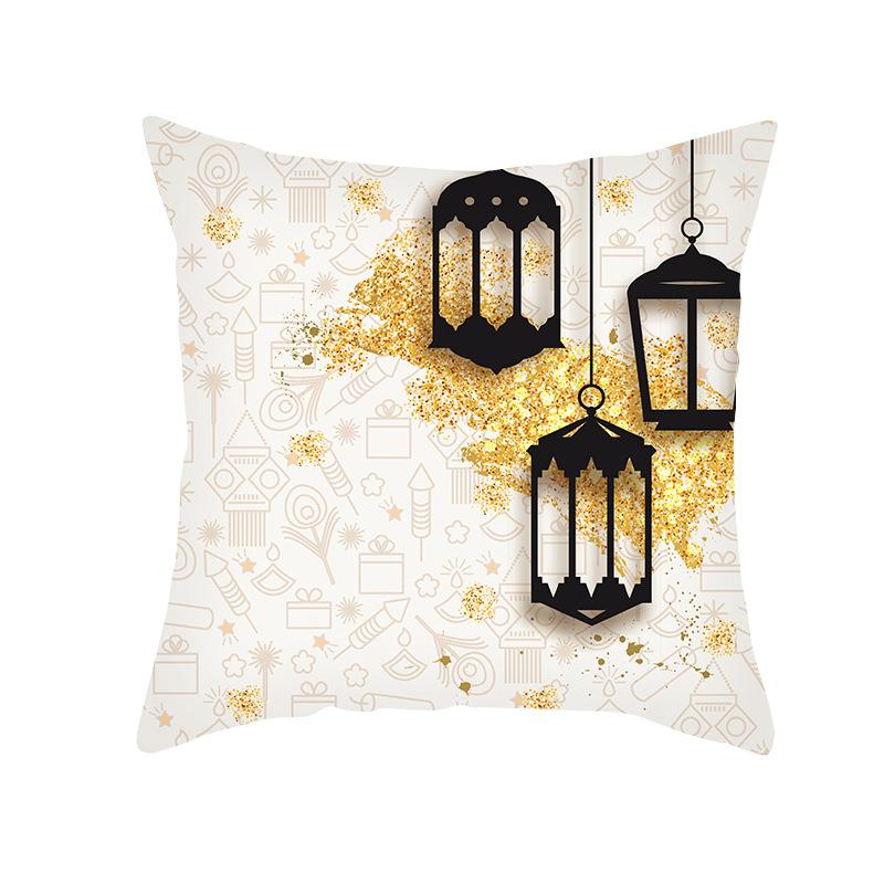 Home Decor Ramadan Kareem Lantern & Crescent Pillow Covers Pattern Cushion Cover Suitable For Sofa Bedroom Car Pillow Cover