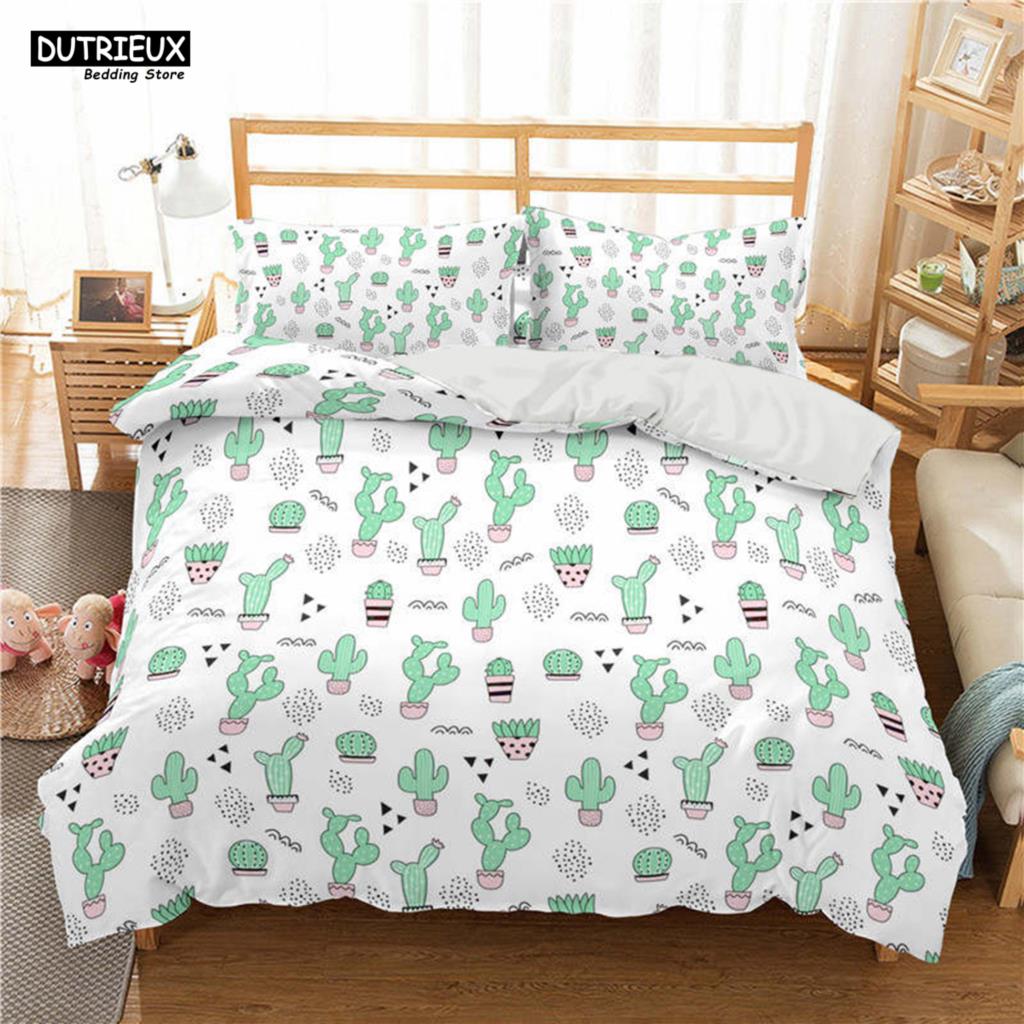 Cactus Print Polyester Bedding Sets Child Kids Covers Boys Bed Linen Set For Teens King Size Bedding Set