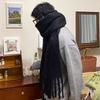 Solid Tassel Shawl Scarf Fluffy Soft Thick Scarves for Women Cashmere Warm Long Scarf Fashion Luxury Winter Scarf Couple Gifts