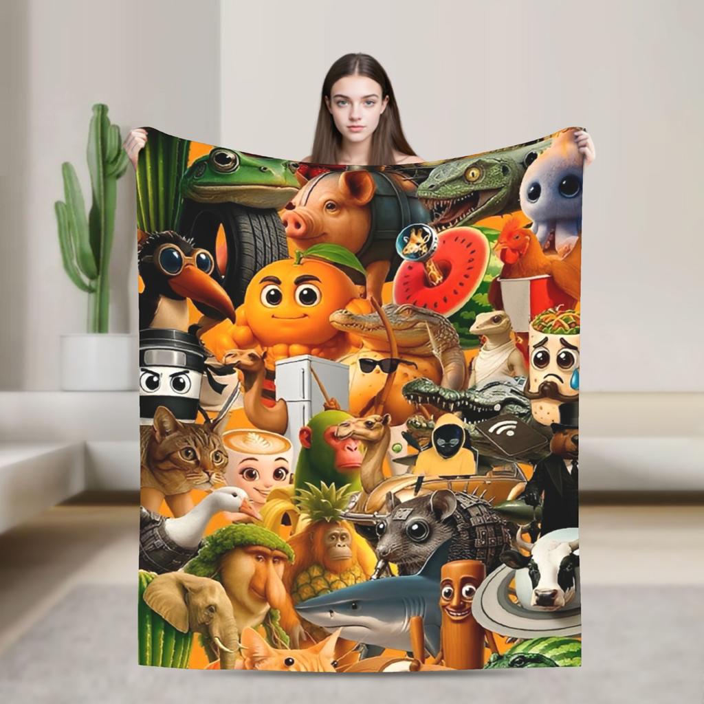 Bombardino Crocodilo Італійська Ковдра з Мозковим Гниттям Флісова Смішна Мемна М'яка Плед для Авіаперельотів Подорожей Постільна Білизна Ковдра