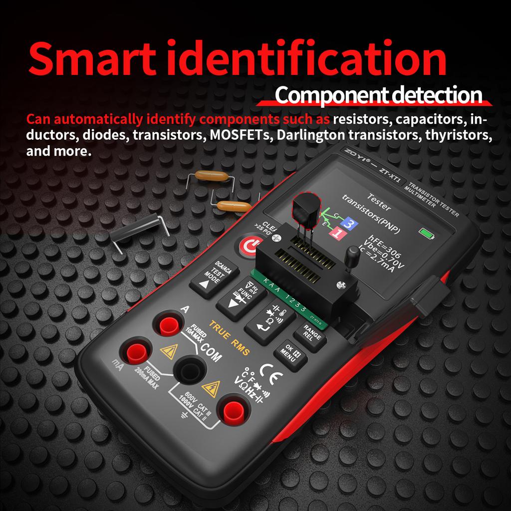 ZOYI ZT-XT1 Professional 2-in-1 Digital Multimeter Transistor Tester, Voltage, Resistance, Diode, Triode & Continuity Tester