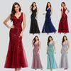 2024 Spring/Summer European-American Slimming Sequin Mesh Fishtail Evening Gown for Women
