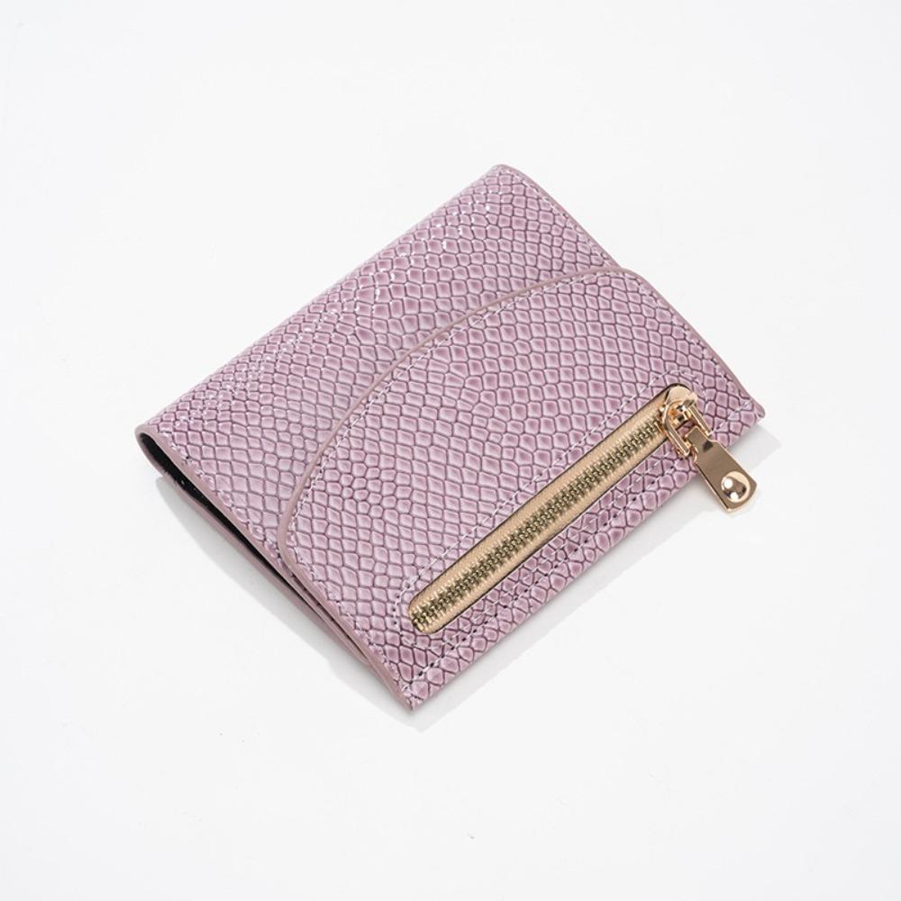 Mode Neue Damen Geldbörse Mode Dreifach Kurze Geldbörse PU Leder Einfarbig Reißverschluss Münzfach Tragbar Dünner Kartenhalter