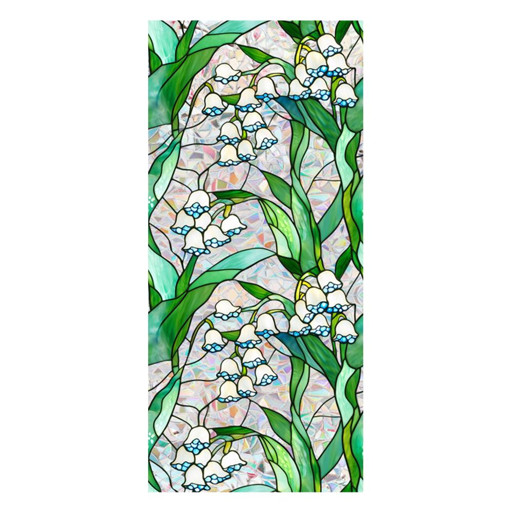 Flowers Window Privacy Film Removable Static Cling Stickers Floral Stained Glass Decals Decorative Window Decals for Home