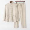 Costum Tang Bărbați Bumbac In Mânecă Lungă Set Retro Nasturi Îmbrăcăminte Bărbați Vârstă Mijlocie și Vârstnici Larg Tai Chi Costum