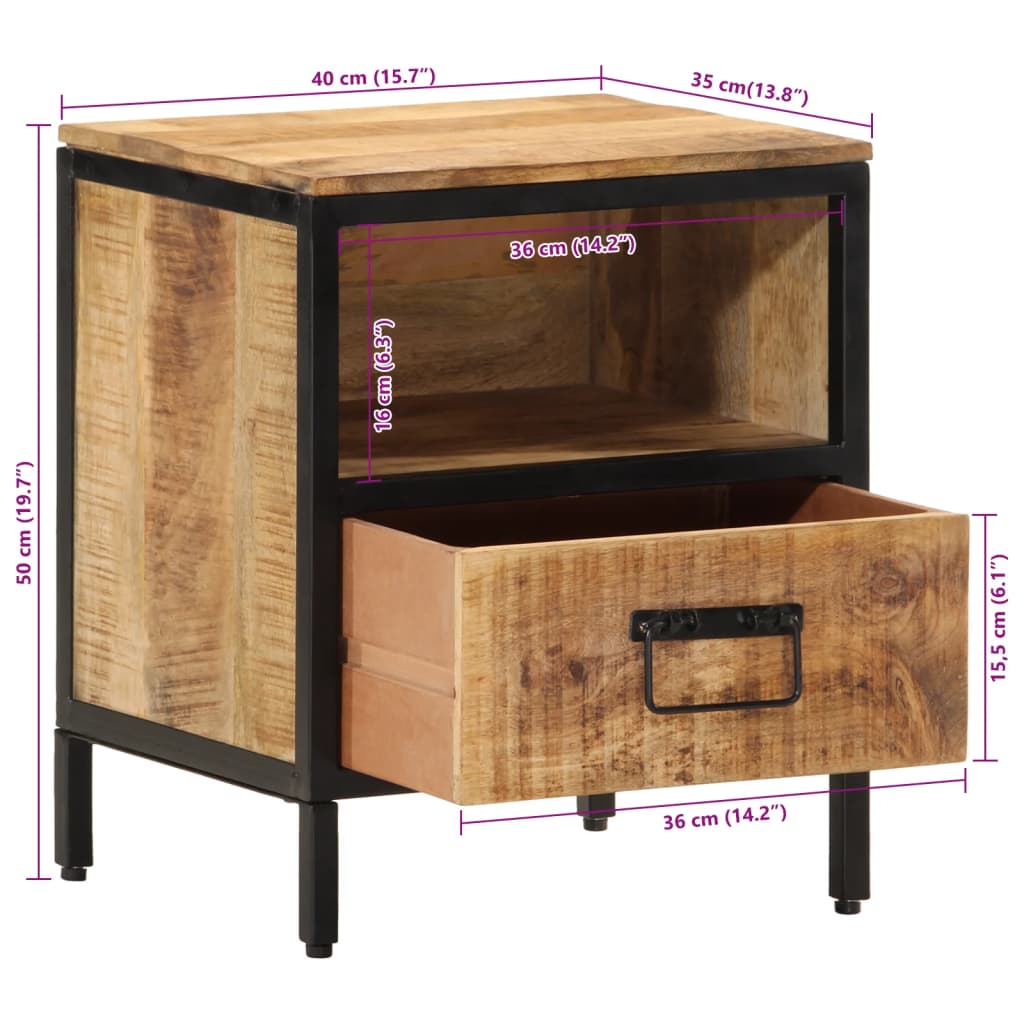Nightstand 40 x 35 x 50 cm Solid Mango Wood