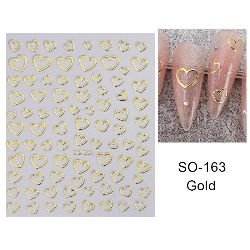 New Love Nail Art Stickers Metal Love Bronzing Rose Gold Faux Mirror Powder Love Nail Stickers