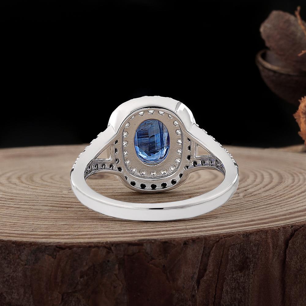 925 Sterling Silver Natural Kyanite Elegant Ring December Gemstone for Women &Lady Fine Jewelry Birthday Party Festiva Gift