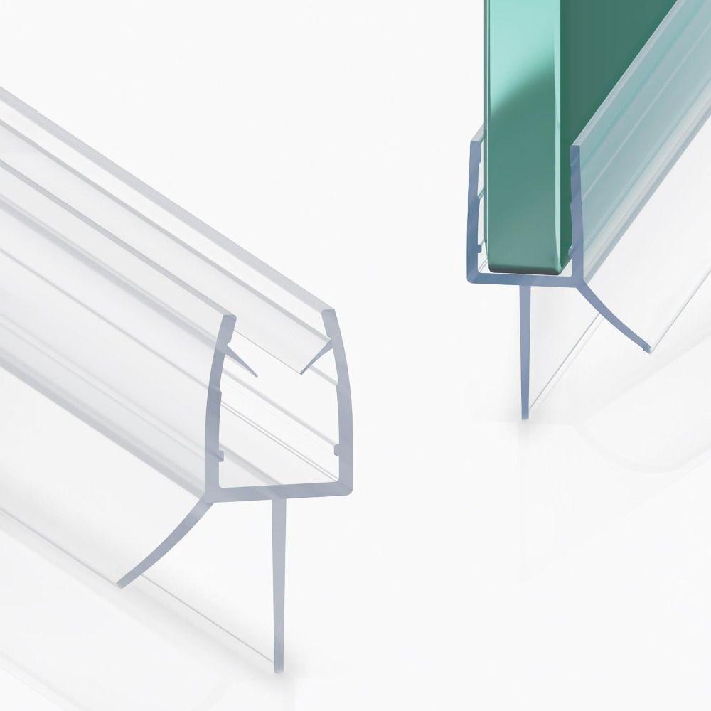 2Pcs Durable 1m Shower Door Bottom Seal Waterproof Adhesive-Free Shower Door Sweep Clear PVC Frameless Shower Door Seal Bathroom