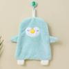 Cartoon Embroidered Coral Fleece Hand Towel with Strong Water Absorption, Thickened Hanging Style for Kitchen Use.