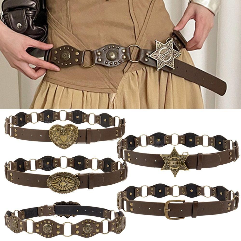 Grommet PU Leather Waist Cinch Belt Gothic Steampunk Waistband Retro Waist Belt Female Jeans