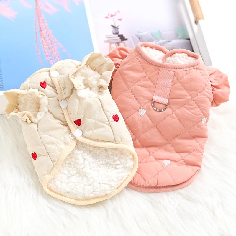 Dog Coat Winter Warm Love Flying Sleeve Dog Jacket Soft Thicken Puppy Clothes French Bulldog Chihuahua Bichon Teddy Clothing