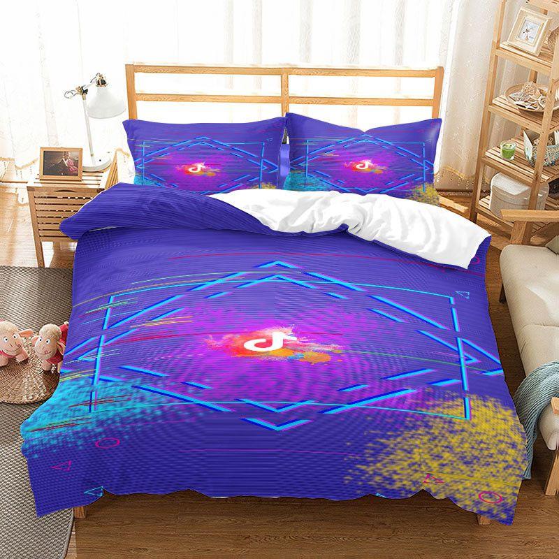 Luxurious Tiktok Pattern Duvet Cover Set With Pillowcase For Comfortable Sleep