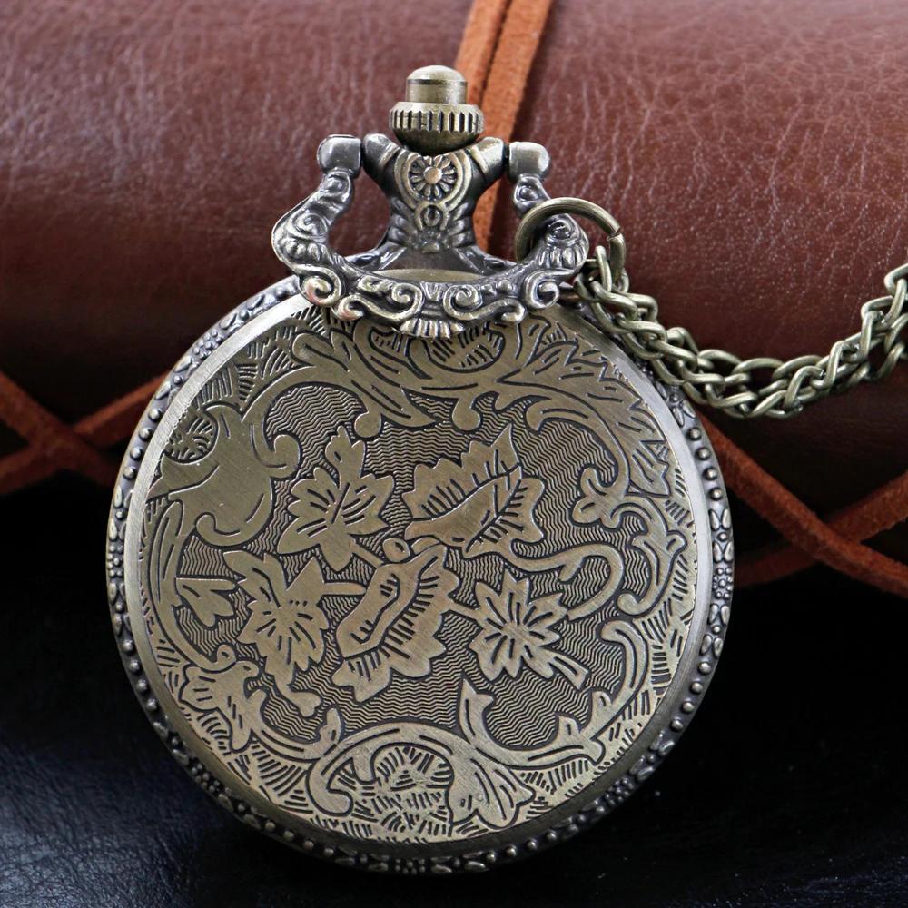 Vintage Wolf Head Pattern Black Quartz Pocket Watch Arabic Digital Dial Unisex Necklace Pendant Jewelry Men's and Women's Gift