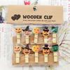 10pcs Wooden Pumpkin Adorable Cartoon Snack Photo Holders Decorative Picture Clamps Reusable Craft Clothespins Halloween Gift