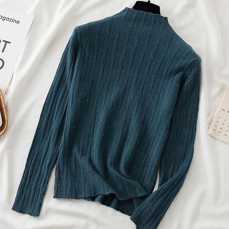 2023 Autumn Winter Knitted Pullover Fashion Sweater Women Long Sleeve Top Office Shirt Knitwear Bottoming Top Clothes 28715