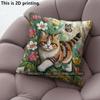 Cute Floral Kitten Square Throw Pillow Covers Pattern Cushion Cover Suitable For Sofa Bedroom Car Pillow Cover