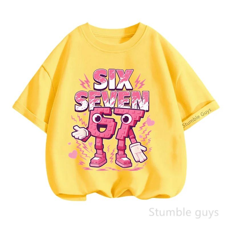 Summer Cartoon Tops 67 Print Tshirt Six Seven T-shirt Kids Boys Clothes Girls Short Sleeve Wear