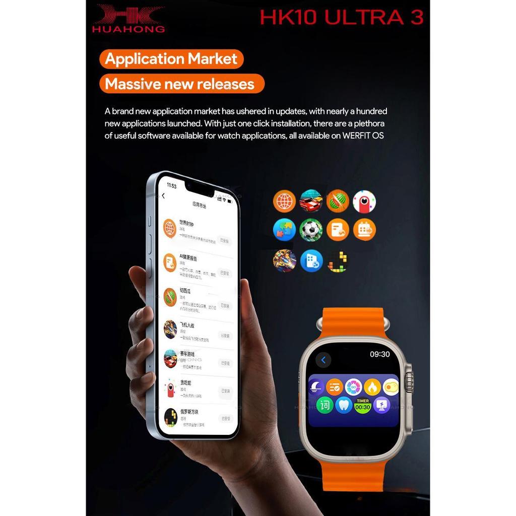 HK10 ULTRA 3 Amoled Screen Smart Watch GEN4 Local Music Album 2GB ROM ChatGPT NFC TWS Smart Watch for Men and Women