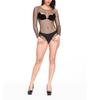 Women Sexy Bodystocking Hollow Out Transparent Grid Stretchable Slim Nightwear for Home