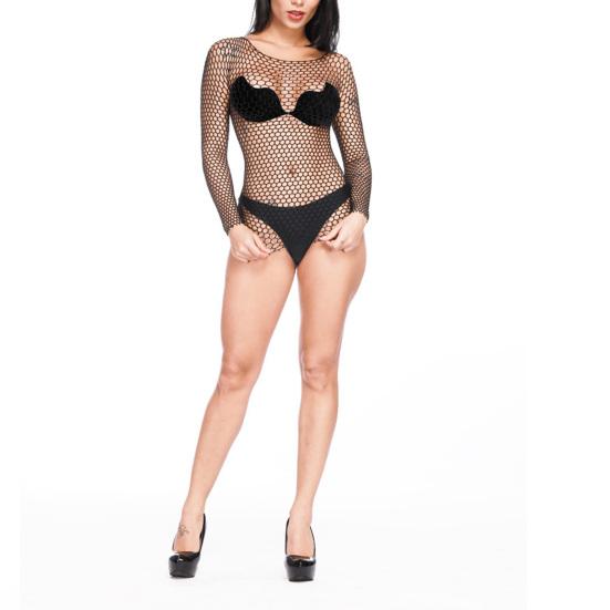 Women Sexy Bodystocking Hollow Out Transparent Grid Stretchable Slim Nightwear for Home