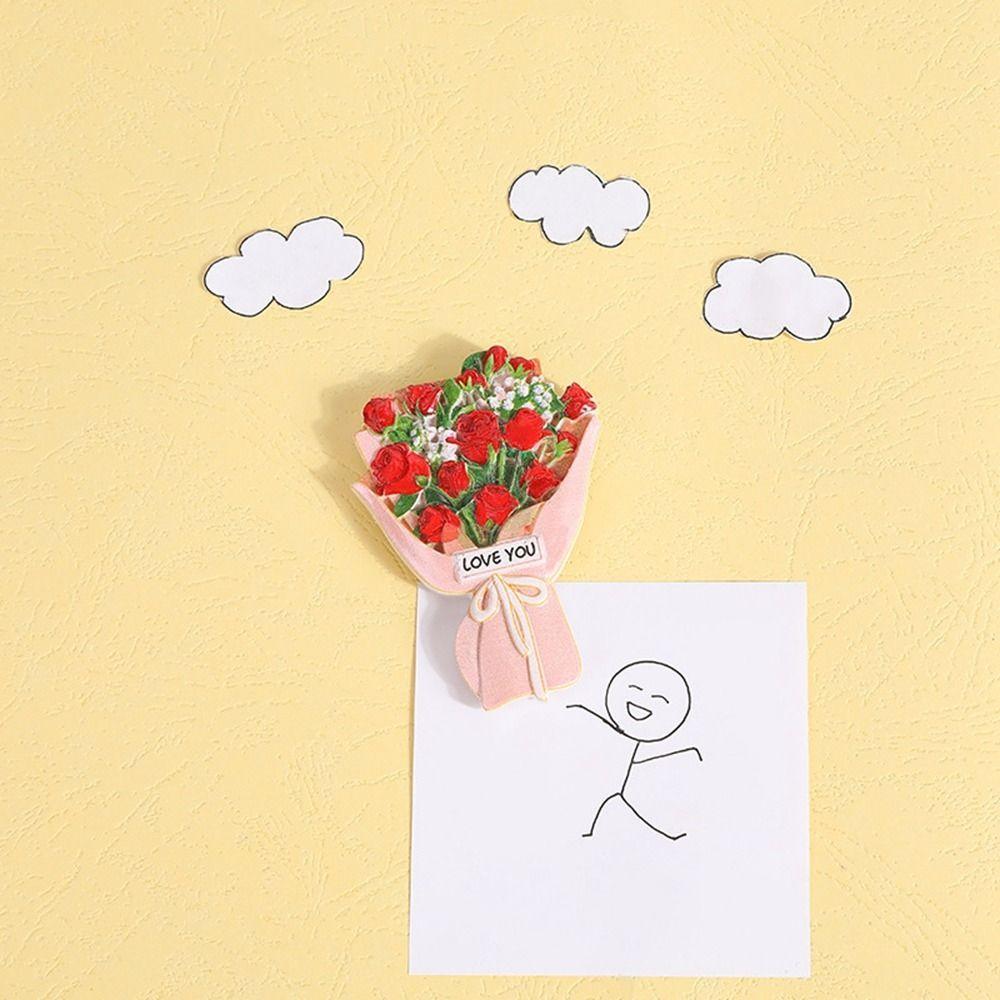 Bouquet Souvenir Cartoon Simulation Sunflower Refrigerator Sticker Roses Flowers Magnetic Stickers