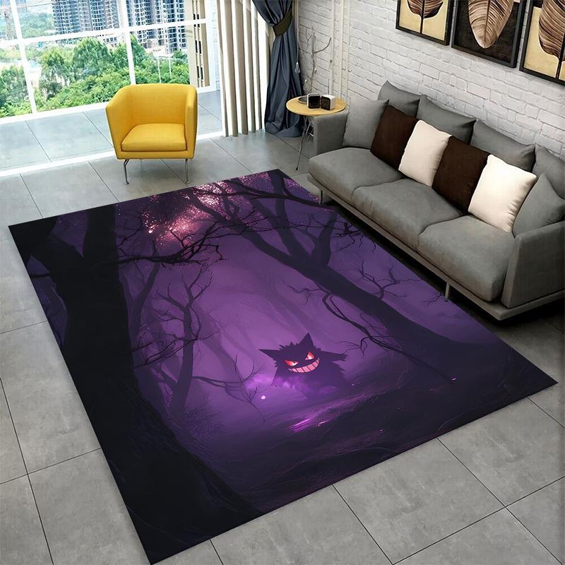 Cute Gengar Pokemon Cartoon Non-Slip Area Rug for Living Room,Bedroom,Playroom,Soft Carpet Floor Mat Home Decor Rug Kids Room