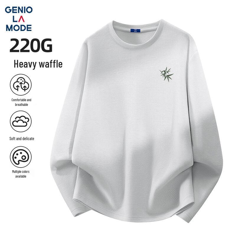 GENIOLAMODE Men s Heavy Waffle Knit Long Sleeve T-Shirt XL