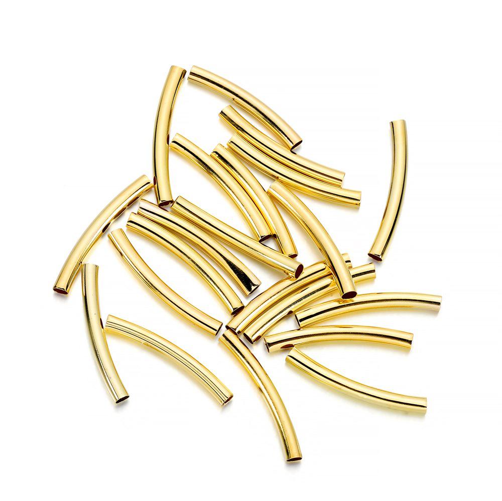 2024 New Smooth Silver Woven Bent Tube and Hollow Copper Tube Beads for DIY Bracelets