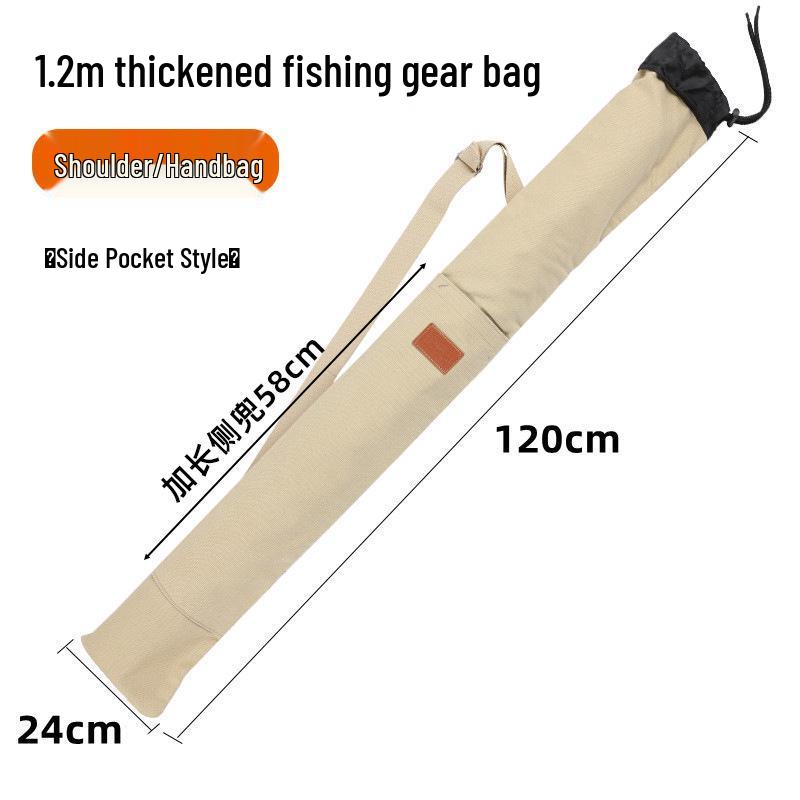 Thickened Canvas Fishing Rod Bag with Large Capacity and Lightweight Design