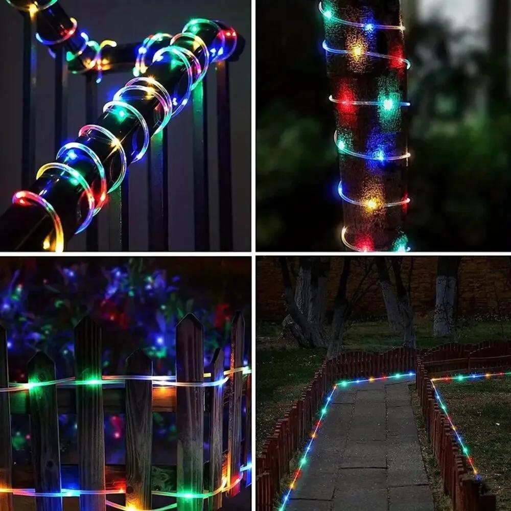 Outdoor Solar Tube Rope Led Light Garden Christmas Decoration Fairy String Light 32m/22M/12M/7M Outdoor Wedding Party Led Lamp