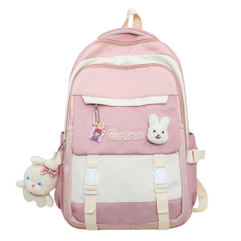 Schoolbag Junior High School Women's Large Capacity Backpack Color Contrast Backpack For High School Students