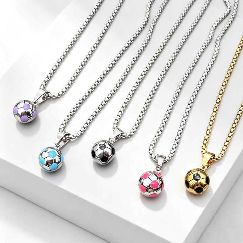Stainless Steel World Cup Football Pendant Necklace for Men