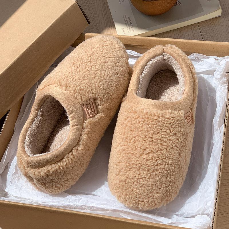 New Soft-soled Silent All-inclusive Heel Home Plush Cotton Shoes Autumn and Winter Couples Indoor Home Non-slip Cotton Shoes