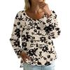 Damen Casual Mode Locker Rundhals Blumenmuster Langarm Oberteil