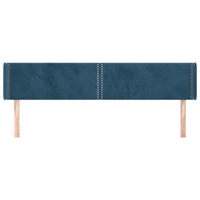 VidaXL Tête de lit avec oreilles Bleu foncé 163x16x78-88 cm Velours3118686