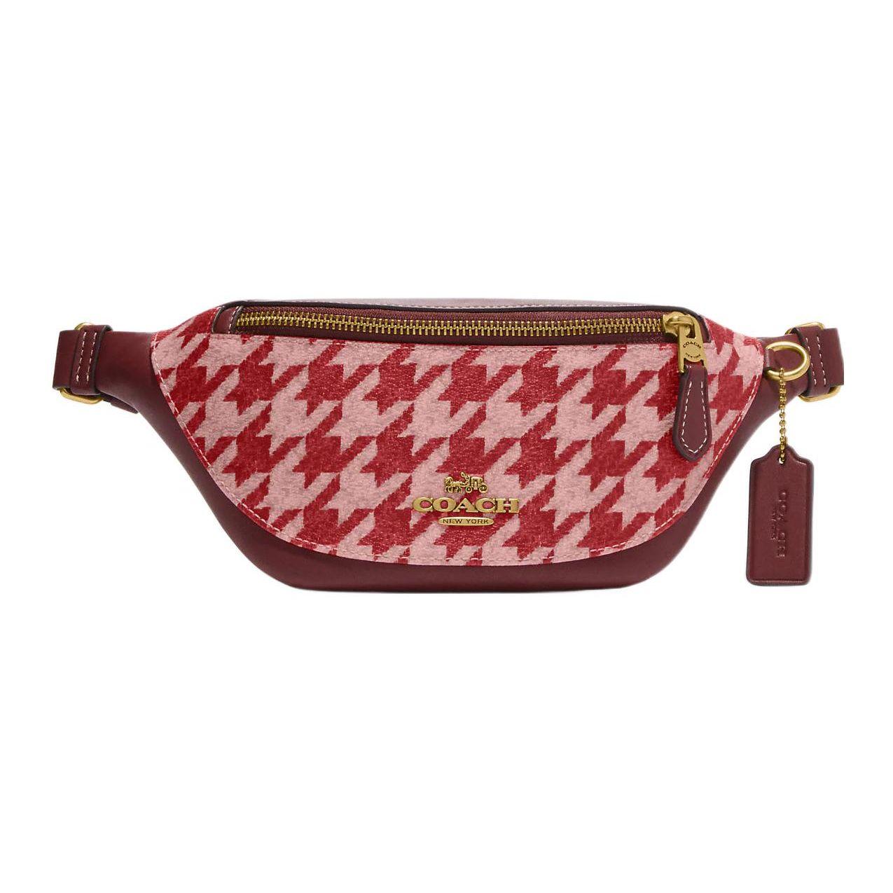 

Coach Warren 29 Gold Logo Plaque Zipper Closure Houndstooth Print Canvas And Leather Crossbody Bag Unisex Crossbody Bag Burgundy CJ711-B4VRY Basic Set (Bag+Dust Bag)