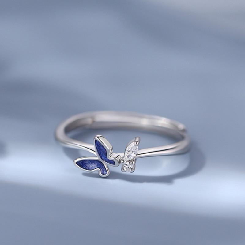 Elegant Korean Butterfly Ring For Women Adjustable Open Ring Chic Minimalist Design