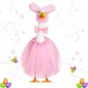 1 Set Porch Goose Bunny Outfit Easter Bunny Goose Costume Rabbit Ear Hat Bow Tie Dress Clothes for 23 Inch High Cement or Goose Lawn Yard Decor