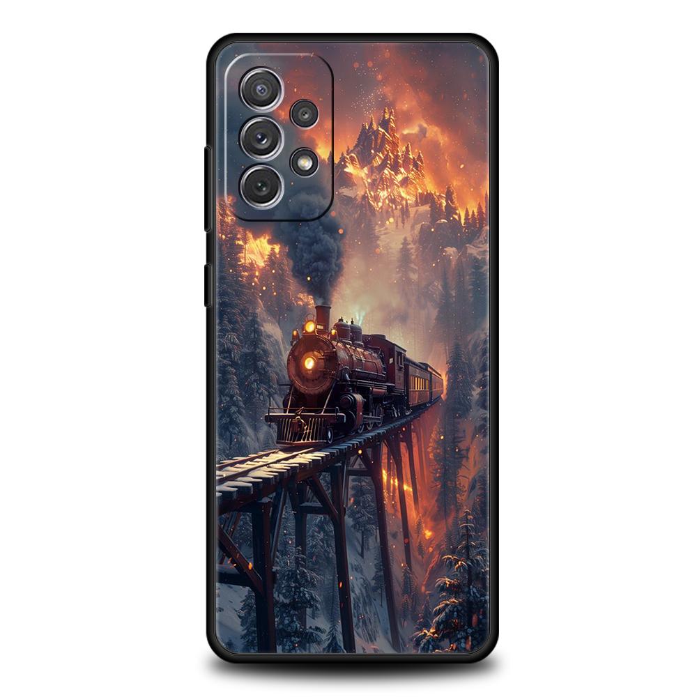 Cartoon Train Phone Case for Samsung Galaxy A15 A14 A25 A54 A34 A51 A71 A72 A73 A32 A52 A52S A11 A21S A31 A41 5G Soft Shell Bags