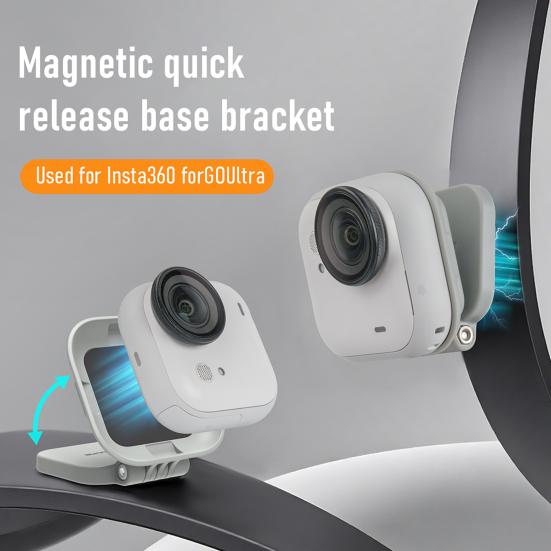 Magnetic Action Camera Mount Stand for Insta360 GO Ultra Foldable Adjustable Sports Camera Magnetic Holder Bracket Base Camera Accessories grigio