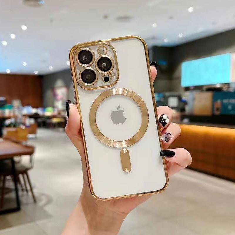Magnetic Electroplated TPU Case for iPhone 15 Pro with Lens Film