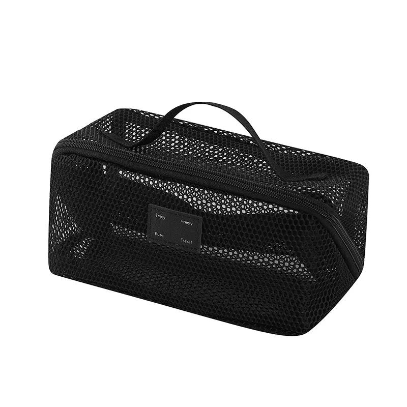 Mesh Transparent Makeup Bag Large Capacity Tote Multifunctional Makeup Case Women s Portable Storage Toiletry Organizer Bag чёрный