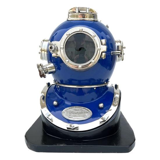 

45,72 см Синий Шлем для дайвинга Морской Декоративный Шлем Корабля с Деревянной Подставкой Настольный, Офисный, Домашний Декор